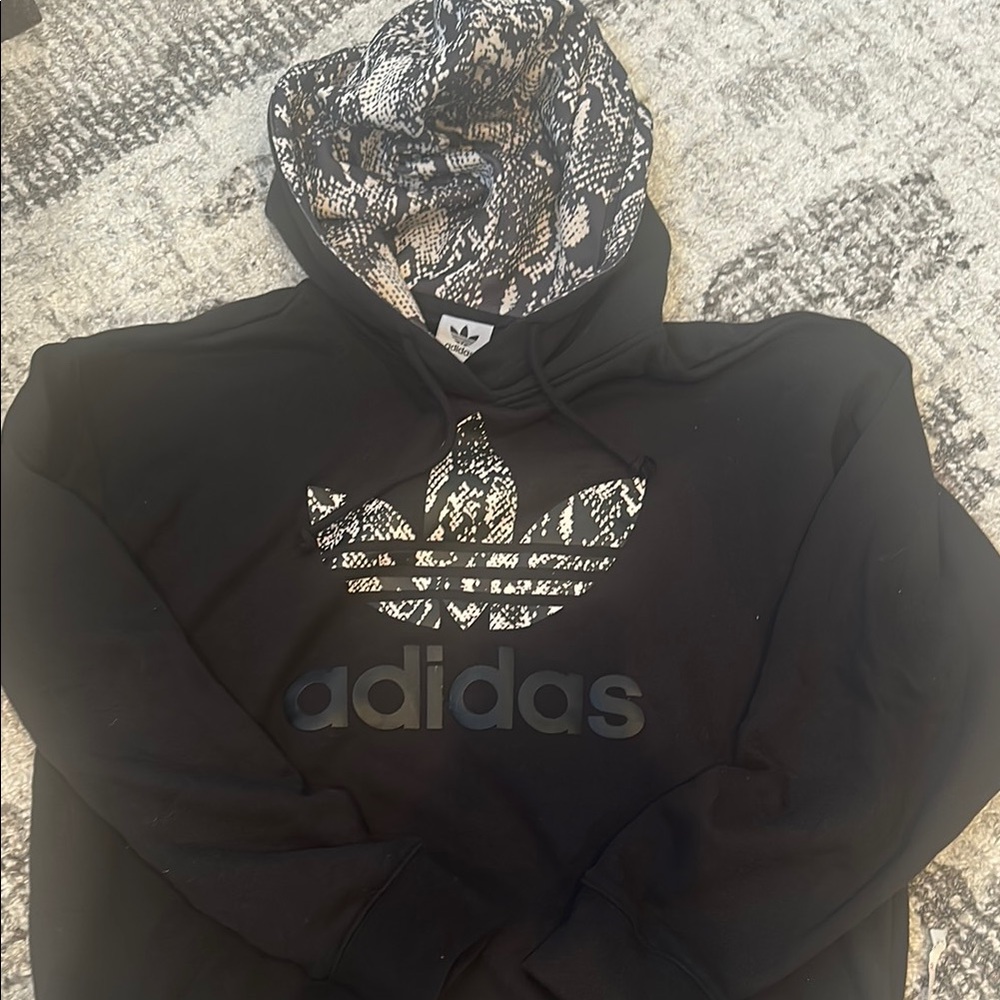 Adidas Black Hoodie with Snakeskin Logo NWOT ~ women’s